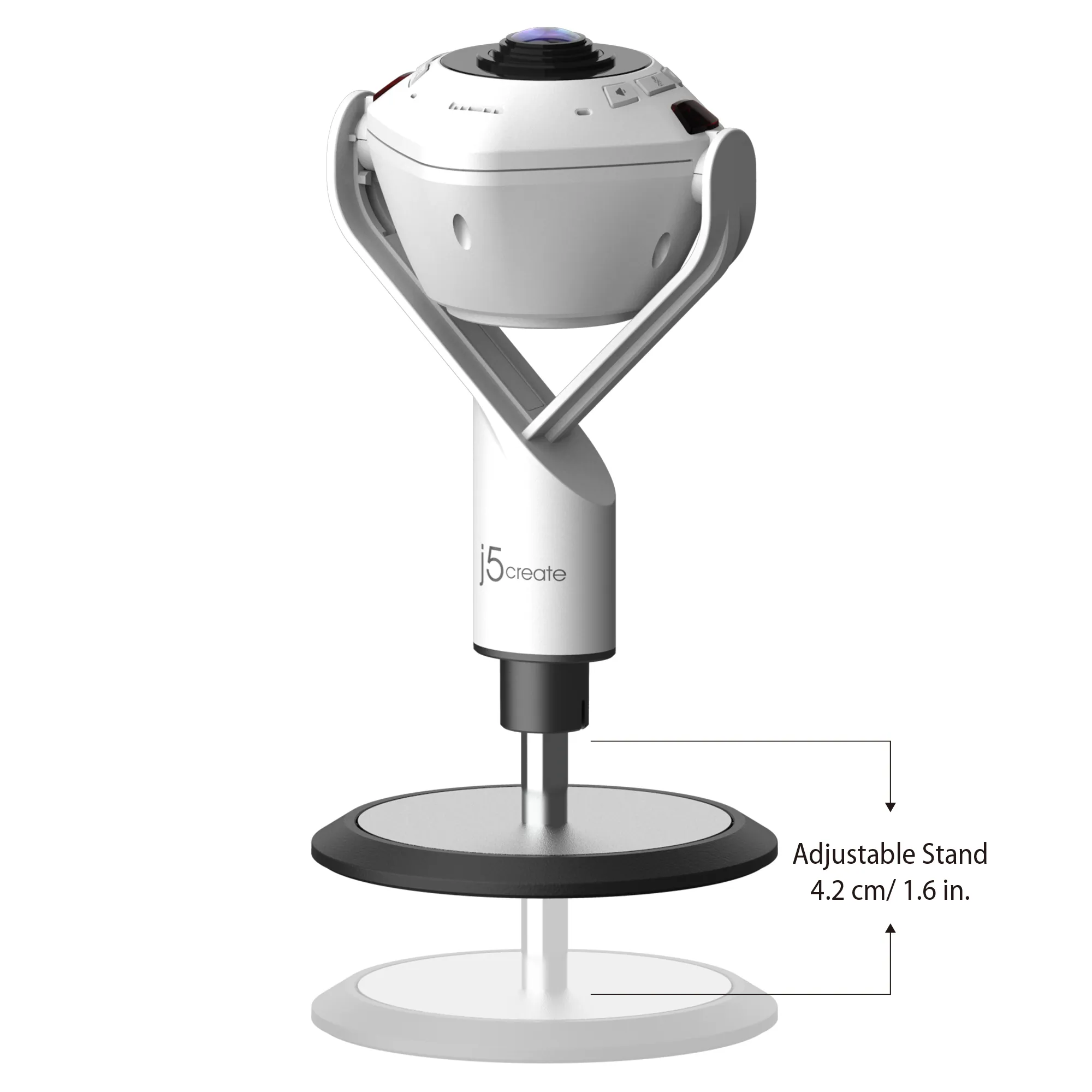 j5create JVU368-N Full HD 1080p, 360&deg;, AI-seuranta, kaiutinpuhelin -konferenssikamera, valkoinen