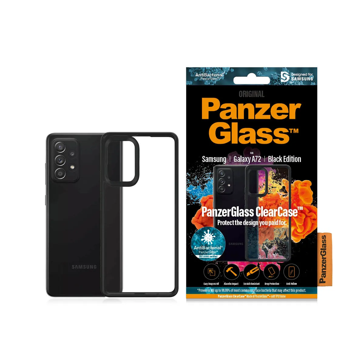 PanzerGlass ClearCase, Galaxy A72 -suojakuori, Musta