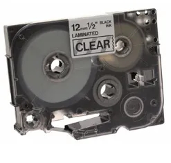 TZ 12mm Black on clear tape
