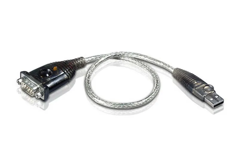 Aten  USB-A – DB-9 - adapter, Stainless steel, Transparent, Black
