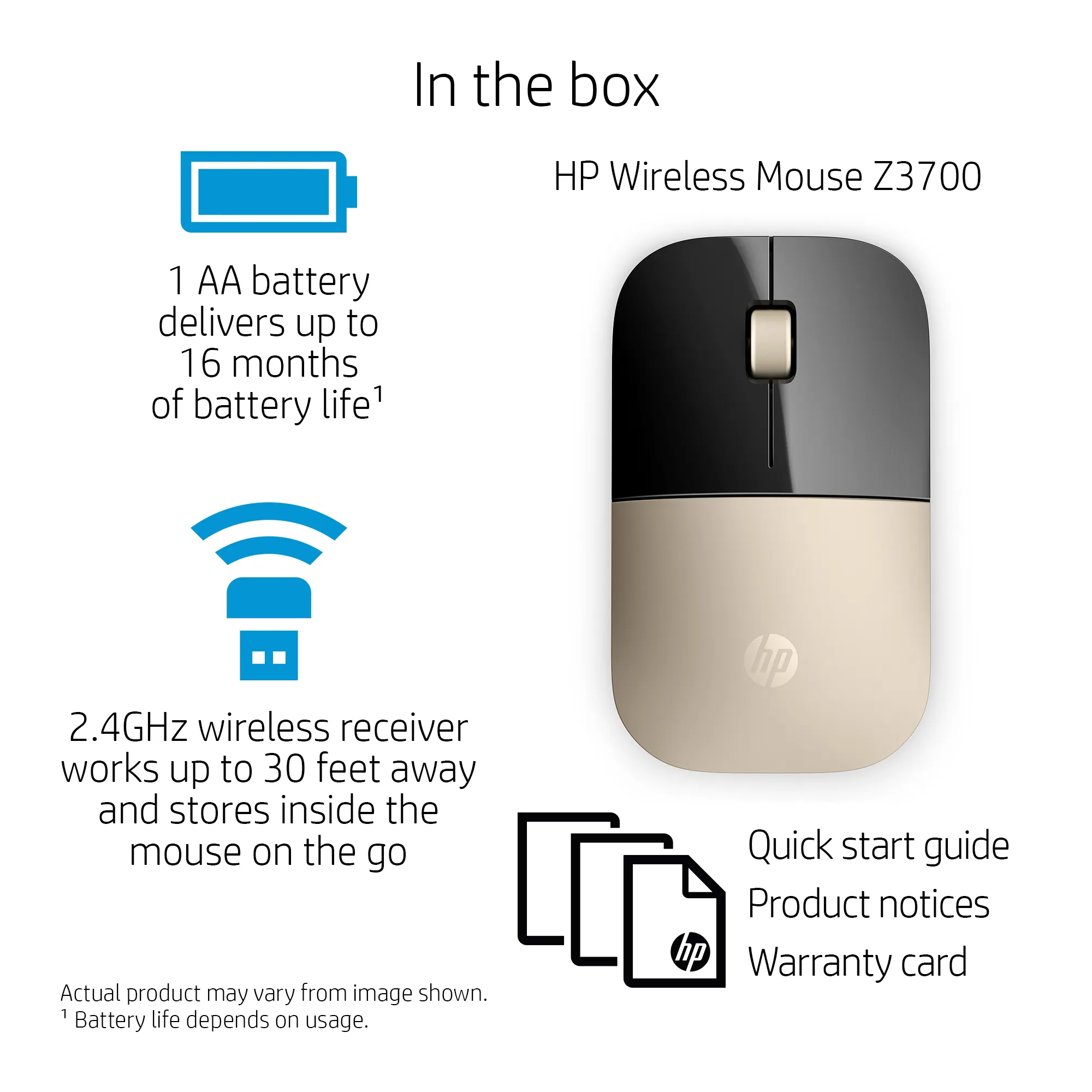 HP Z3700 Gold Wireless Mouse