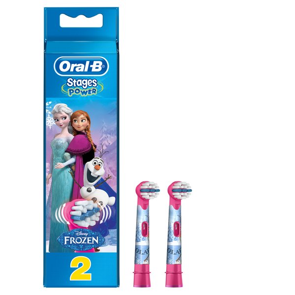 BRAUN VAIHTOHARJA ORAL-B KIDS 2ct FROZEN, paketissa 2 vaihtoharjaa. Stages Power