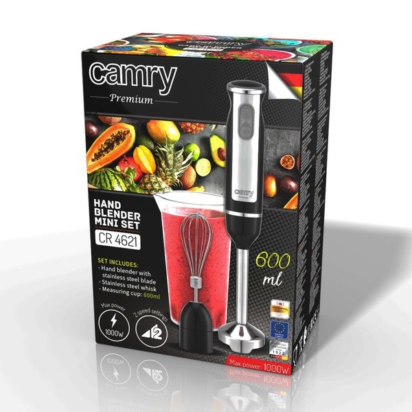 ADLER Camry CR 4621 1000W 0.6L Hand Blender Kit, Black and stainless steel