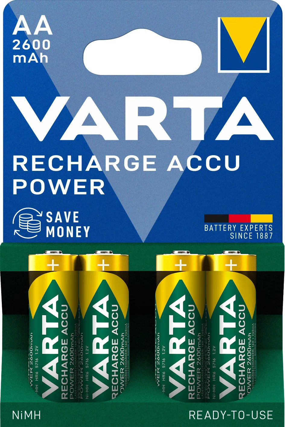 Varta  Recharge Charge Accu Power AA 2600mAh 4 Pack (B)