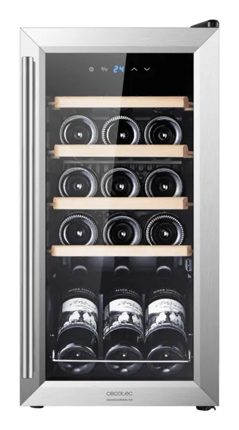 CECOTEC GrandSommelier 1550 Inox Compressor vinkyl, 15 flaskor, rostfritt st&aring;l