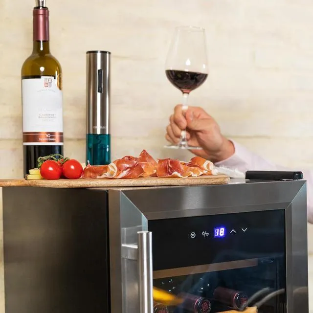 CECOTEC GrandSommelier 1550 Inox Compressor vinkyl, 15 flaskor, rostfritt st&aring;l