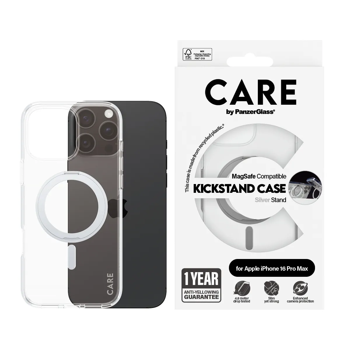 PANZERGLASS CARE CASE SILVER KS - MAGSAFE IPHONE 16 PRO MAX