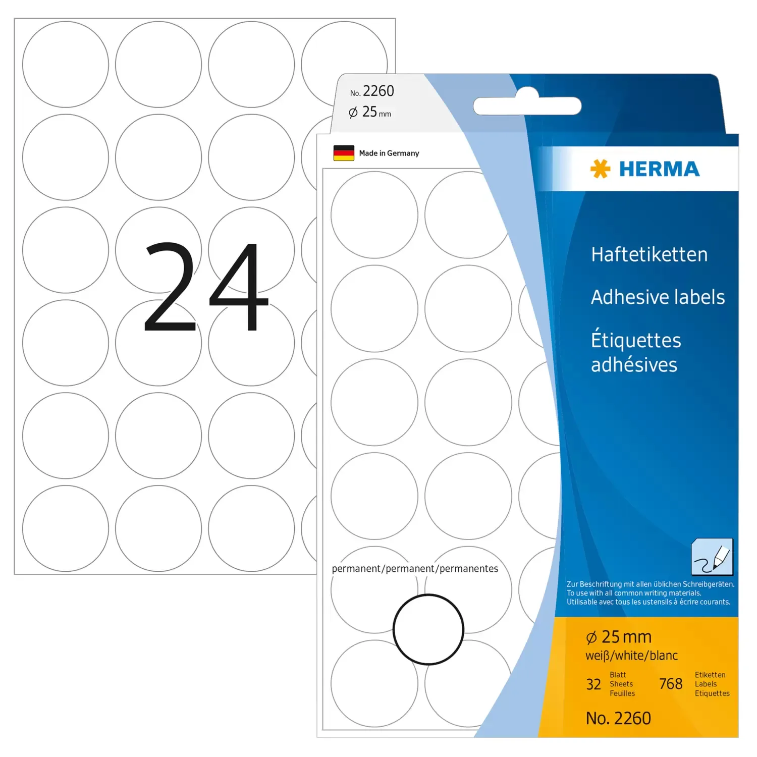 Herma label manual &oslash;25 white (768)