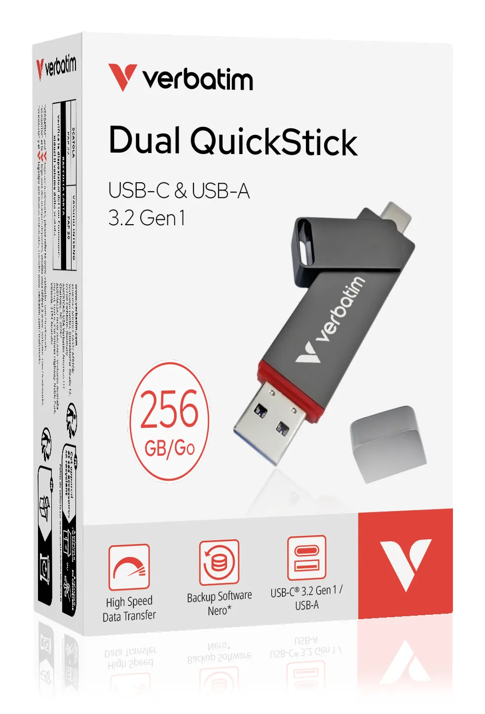 Verbatim Dual QuickStick USB 3.2 Gen 1 Type-A/Type-C 256 GB USB-minne, gr&aring;