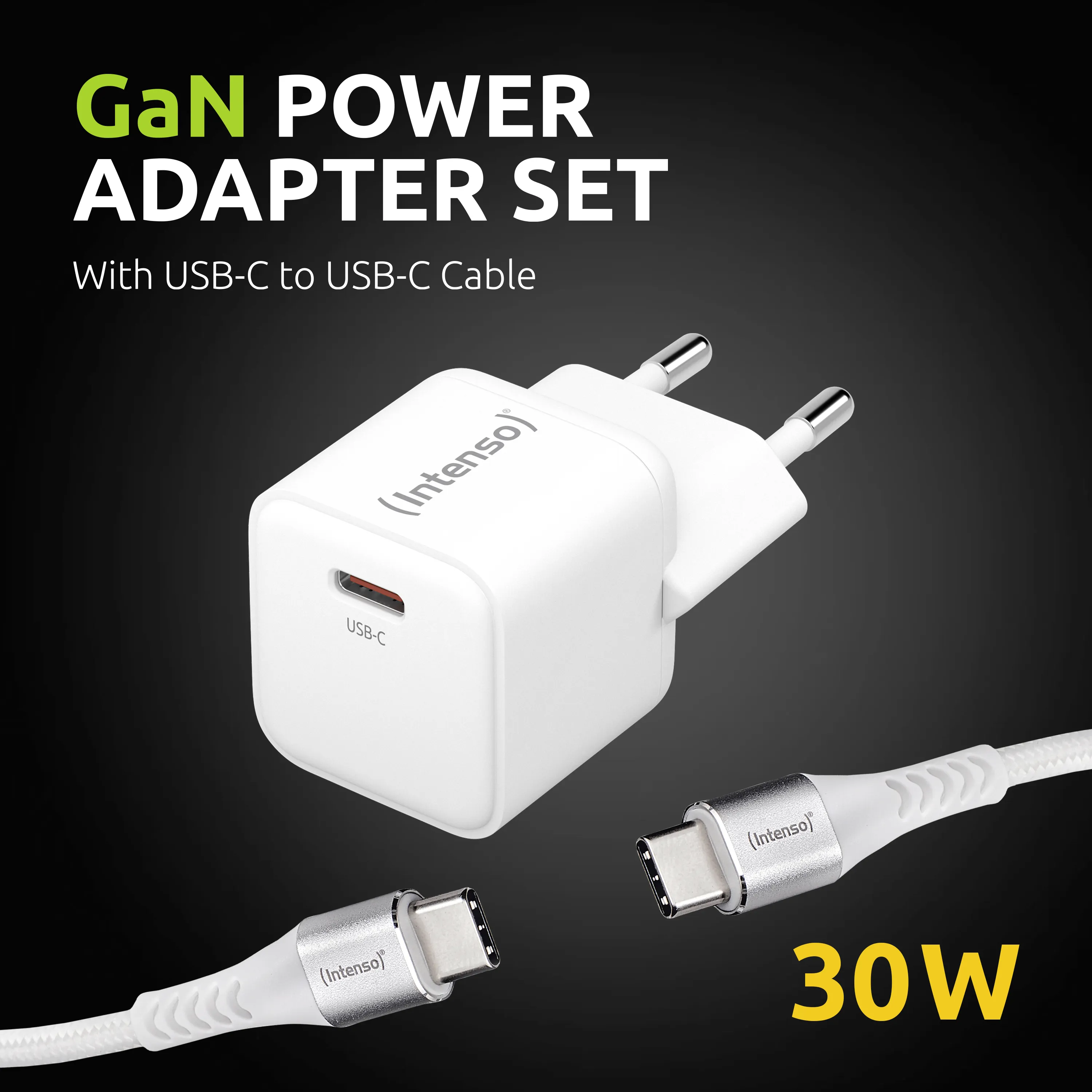Intenso USB cable W30C + C315C GaN white - Power Adapter