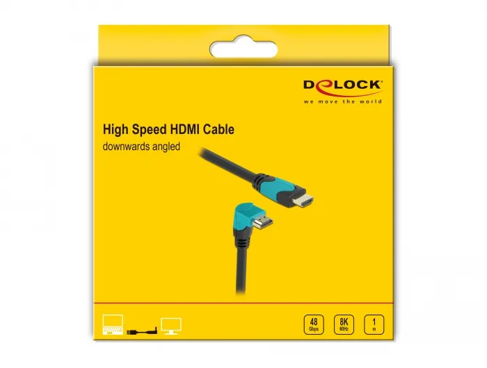 De-Lock  HDMI – HDMI 2.1 - cable, 1 m, Black, Blue