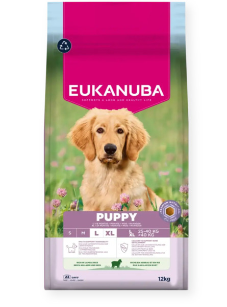Eukanuba Puppy & Junior Large Breed Lamb & Rice, Dry food for dogs, Sensitive Digestion, Sensitive Skin, 12kg
