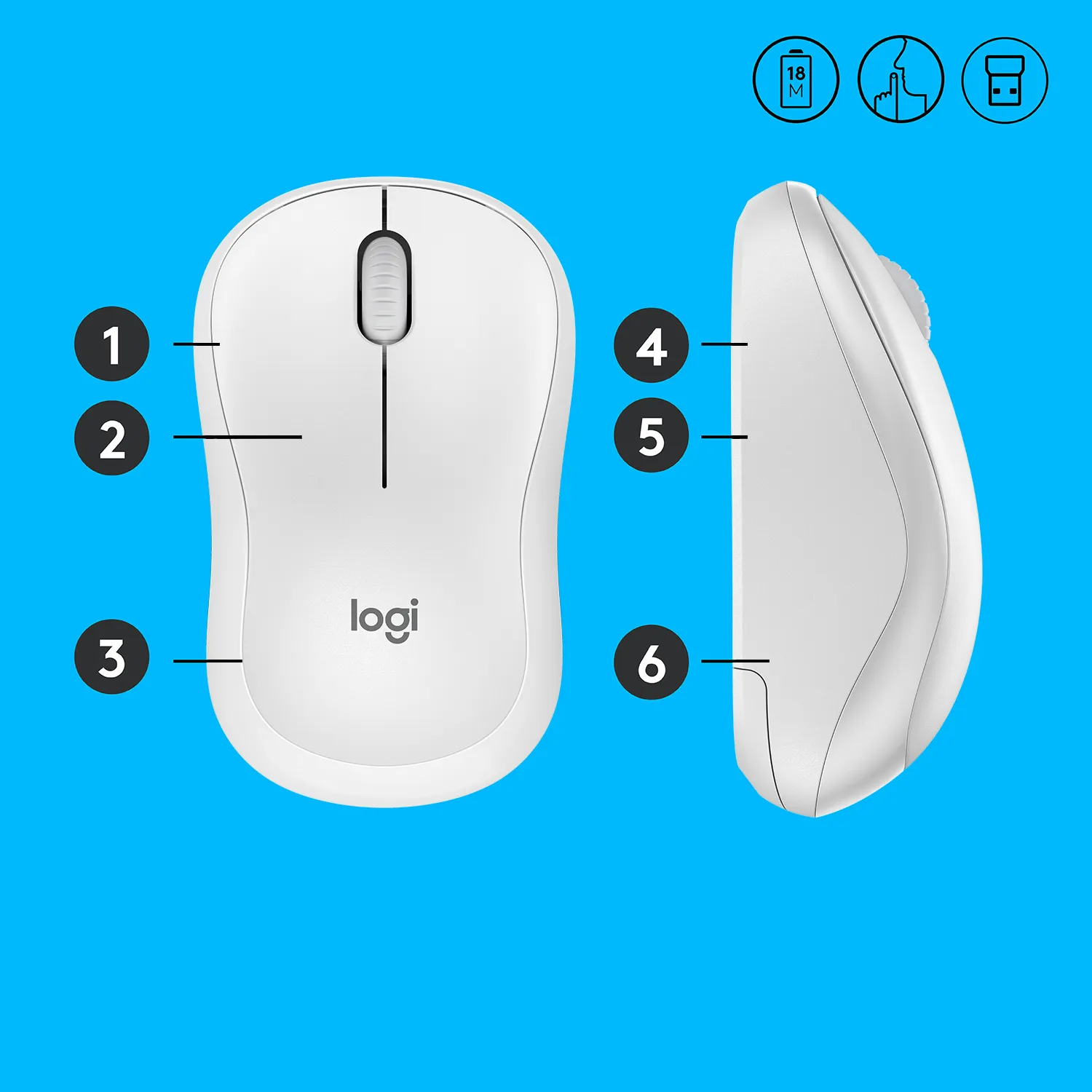 Logitech M220 - wireless mouse, white