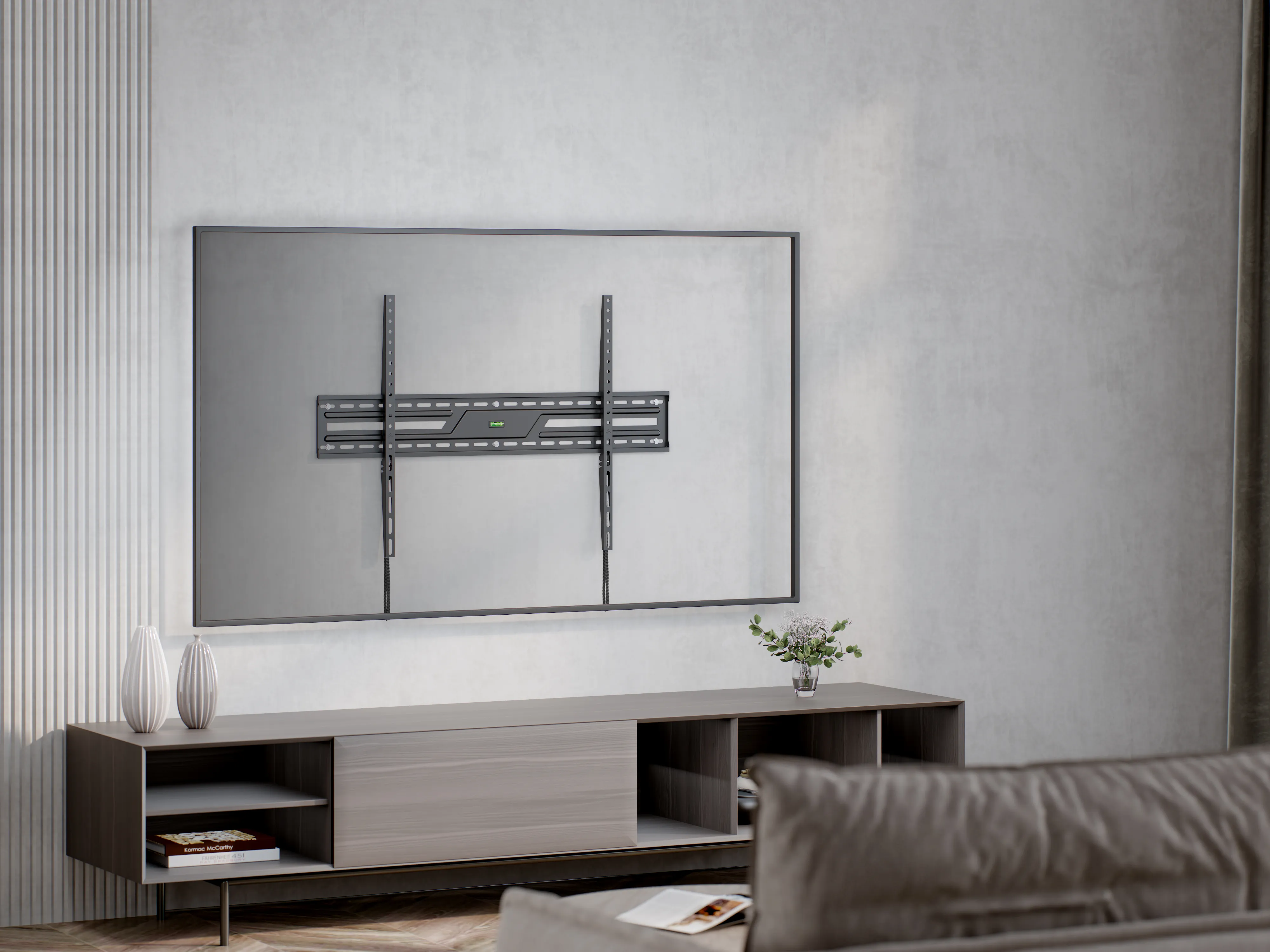 Deltaco ARM-1152-B Fixed Wall Mount, 43-100", 75 kg, Black