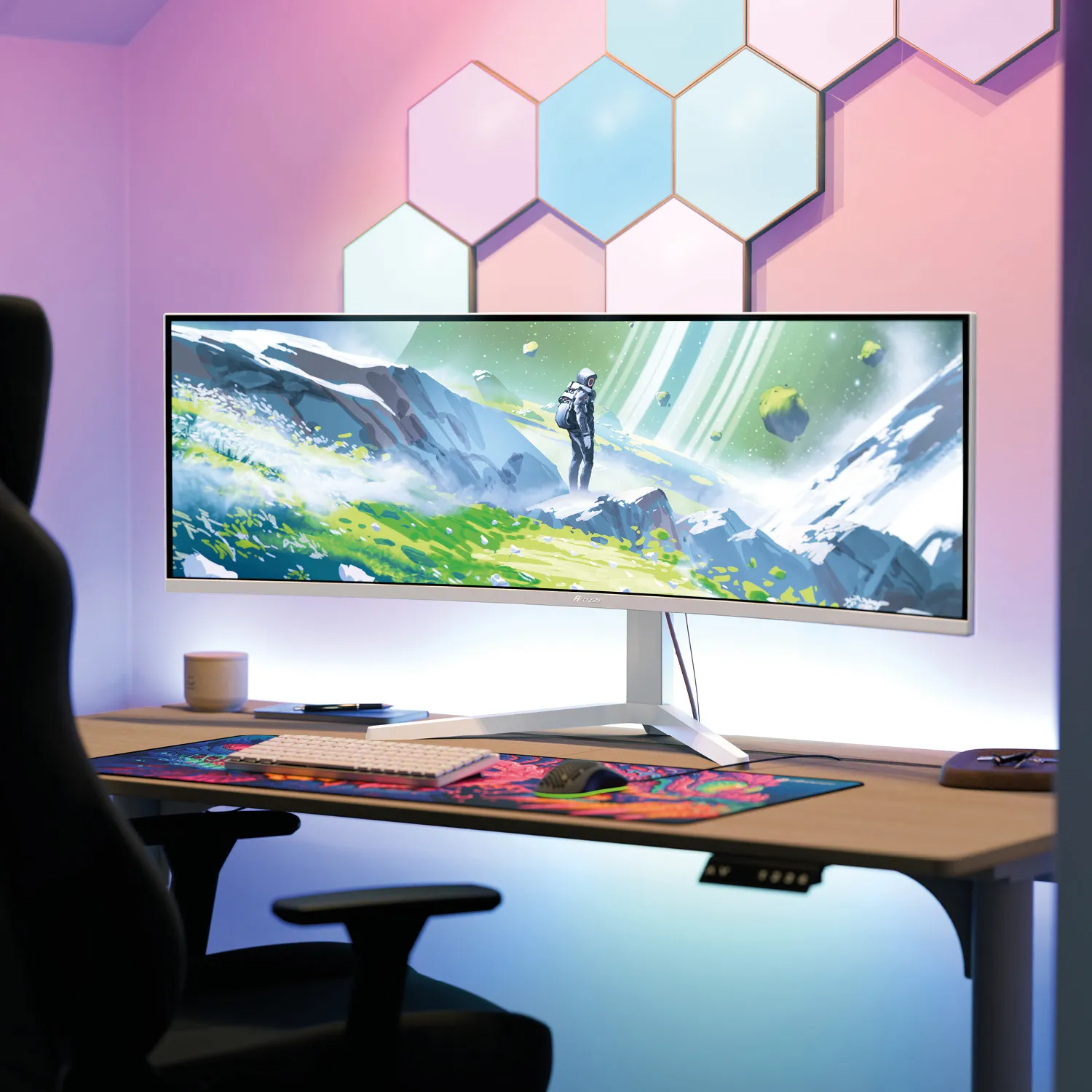 Arozzi Nova 49" DQHD, VA -kaareva pelin&auml;ytt&ouml;, USB-C hub, HDR, 165Hz