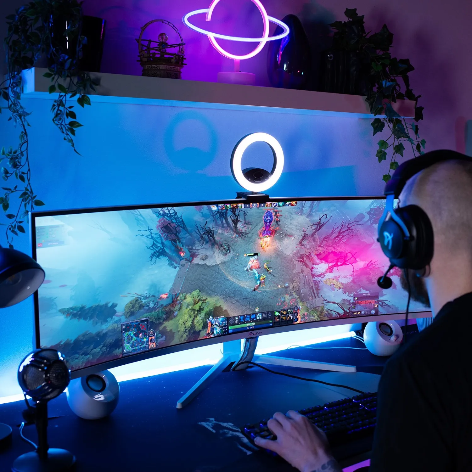 Arozzi Nova 49" DQHD, VA -kaareva pelin&auml;ytt&ouml;, USB-C hub, HDR, 165Hz