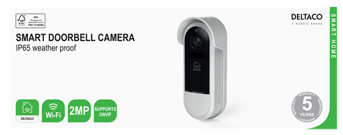 DELTACO SMART HOME D&ouml;rrklocka med kamera, WiFi, 2mp