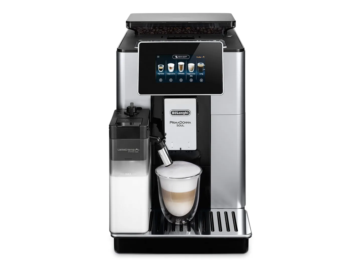 De'Longhi PrimaDonna Soul ECAM610.55.SB helautomatisk espressomaskin, silver/svart