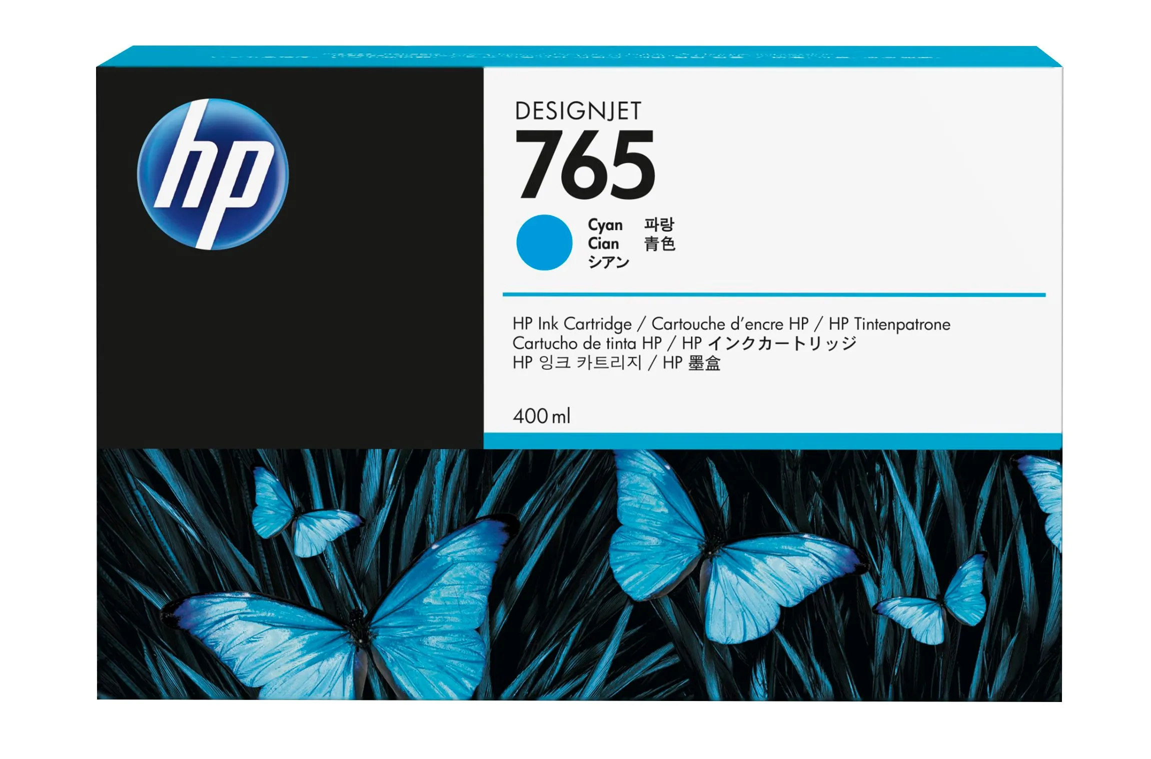 HP 765 -mustekasetti, 400 ml, syaani