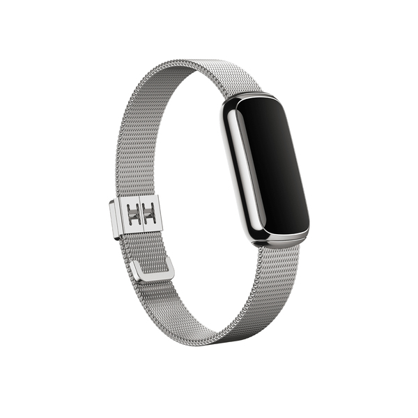 Fitbit Luxe -ranneke, metalliverkko platinaa