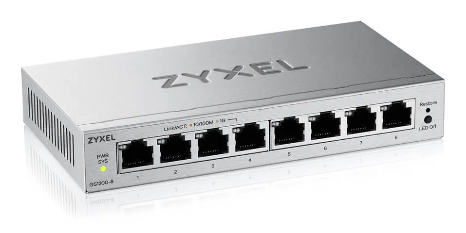 Zyxel GS1200-8 V3 - Hanterbar 8-portars Gigabit-skrivbordsswitch, gr&aring;