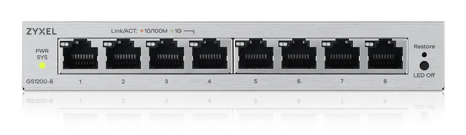 Zyxel GS1200-8 V3 - Hanterbar 8-portars Gigabit-skrivbordsswitch, gr&aring;