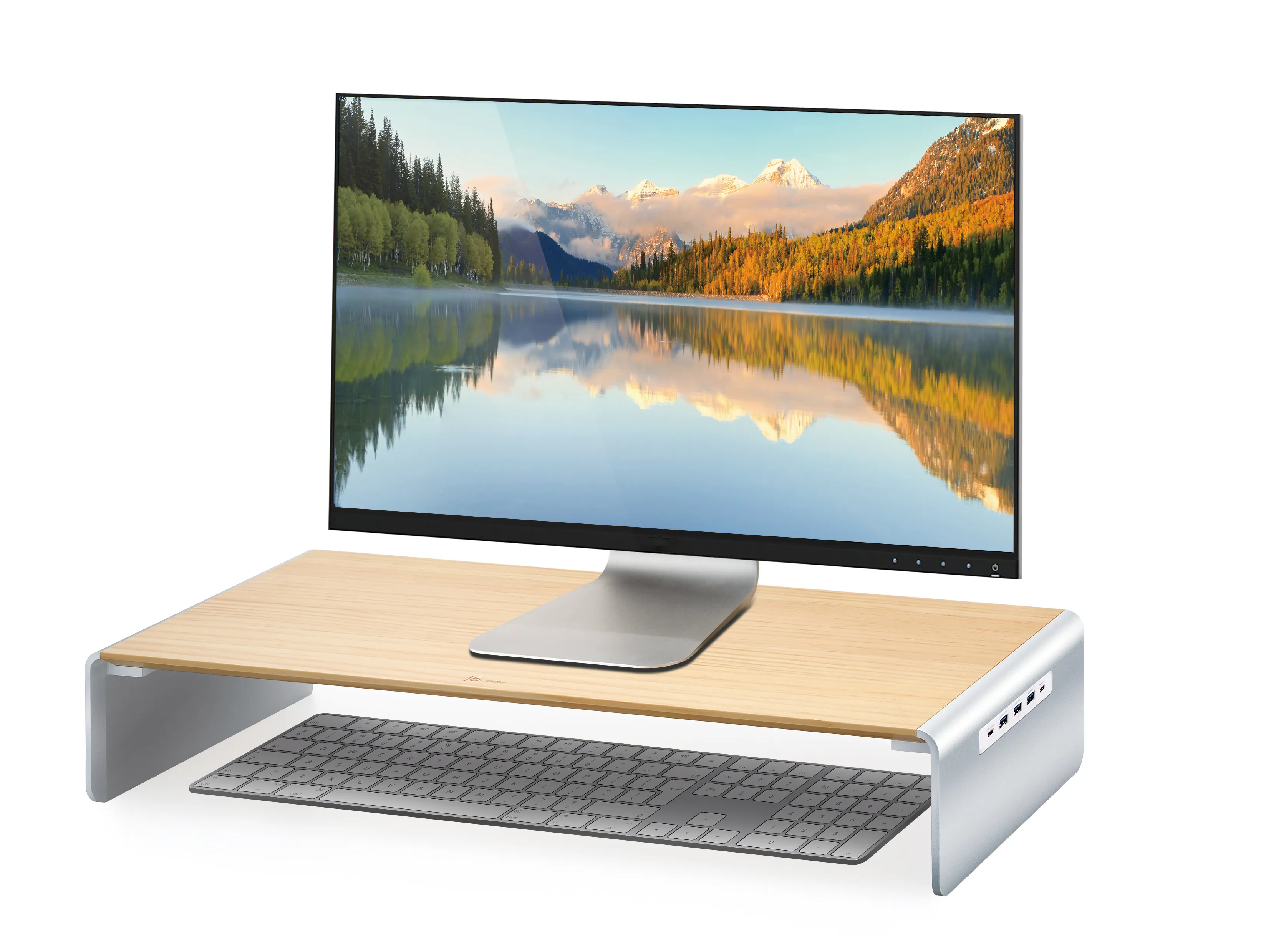 J5 Create WOOD MONITOR STAND WITH DOCKING - STATION