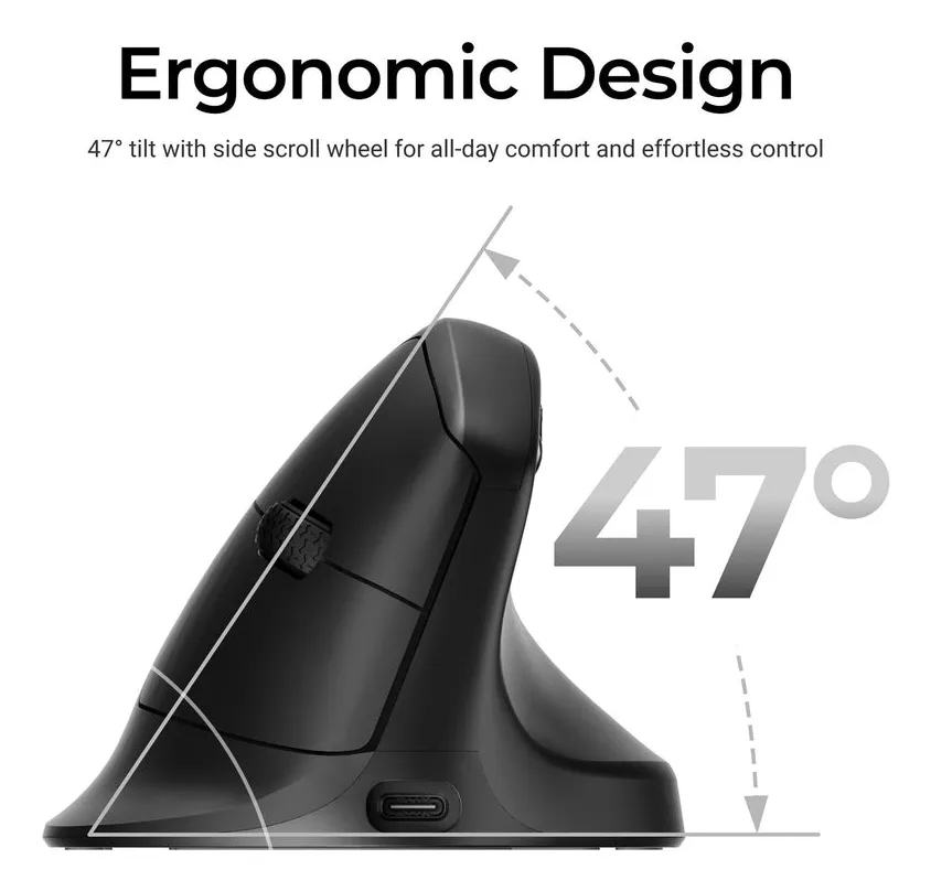 Keychron M5 Wireless Ergonomic Mouse, Black