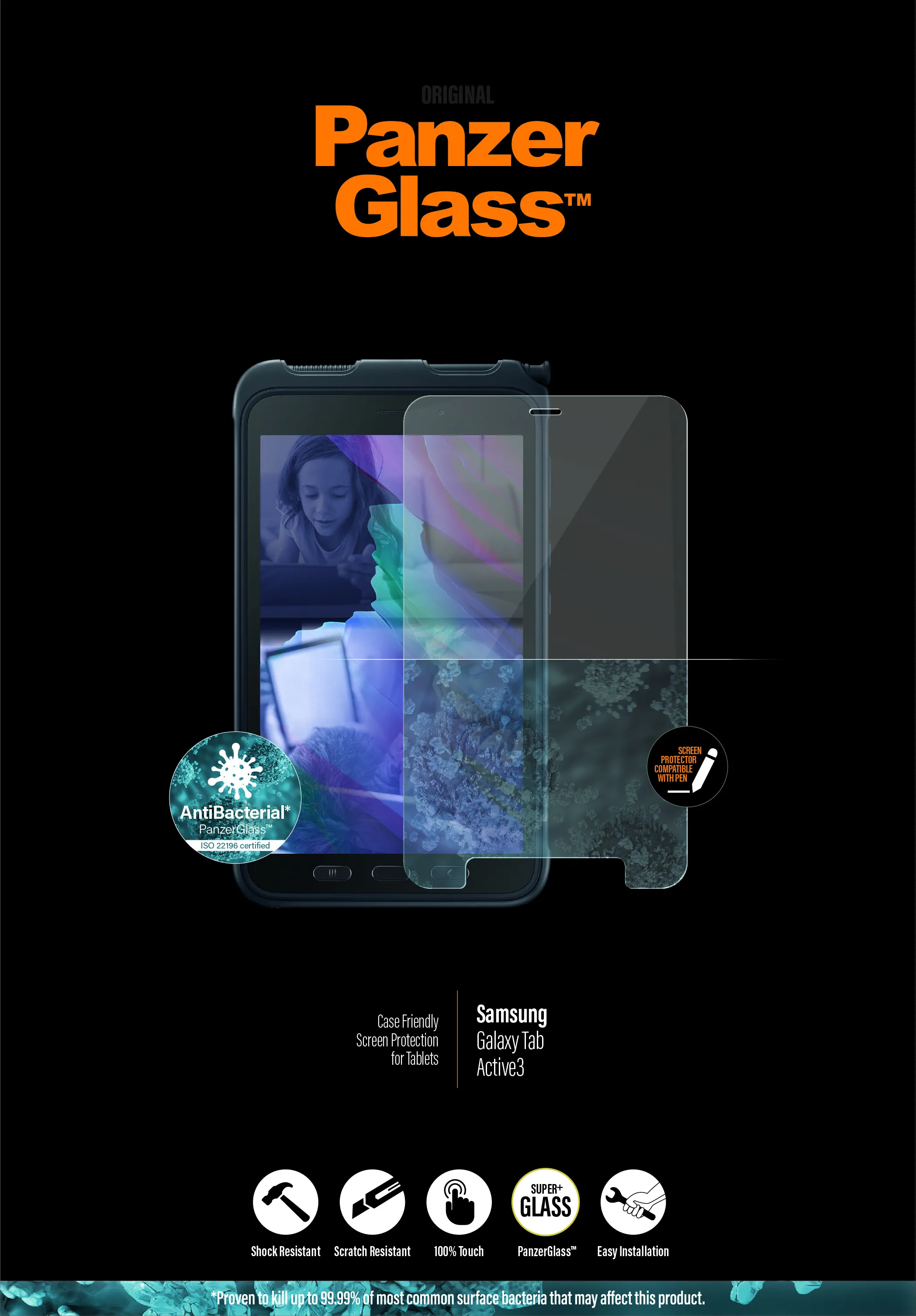 PanzerGlass Galaxy Tab Active 3 Case Friendly - skärmskydd