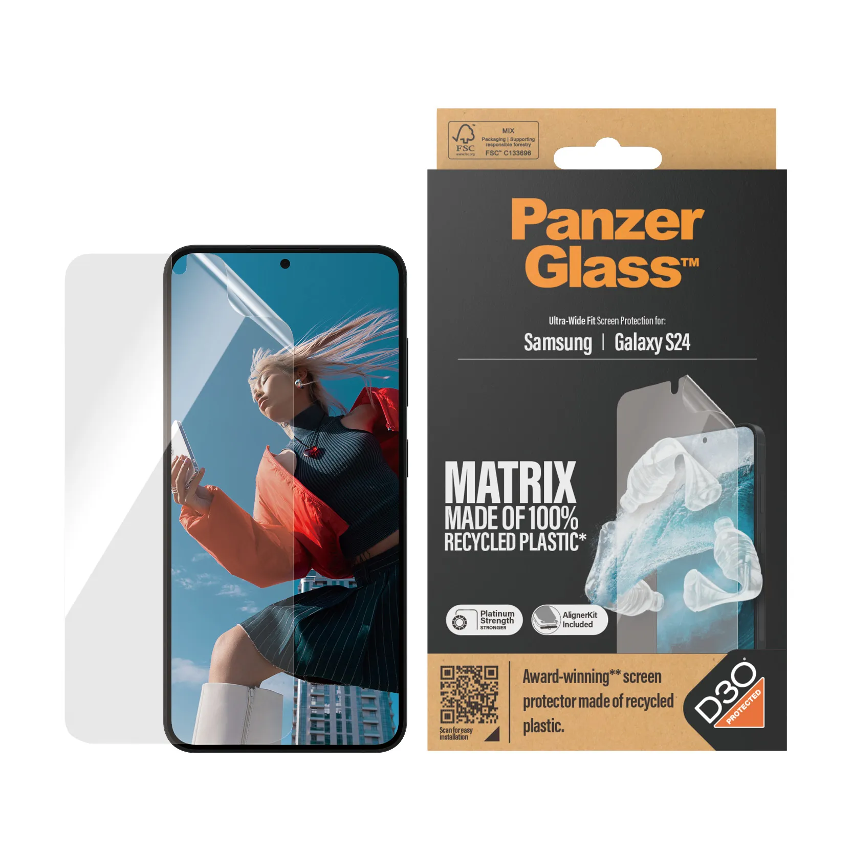 PanzerGlass Matrix Ultra-Wide Fit Galaxy S24 -suojakalvo