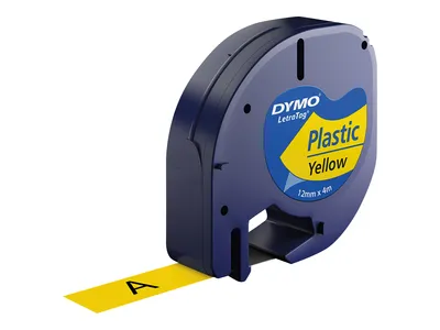 DYMO LetraTAG plasttejp, gul, 12mm, 4m (91222)