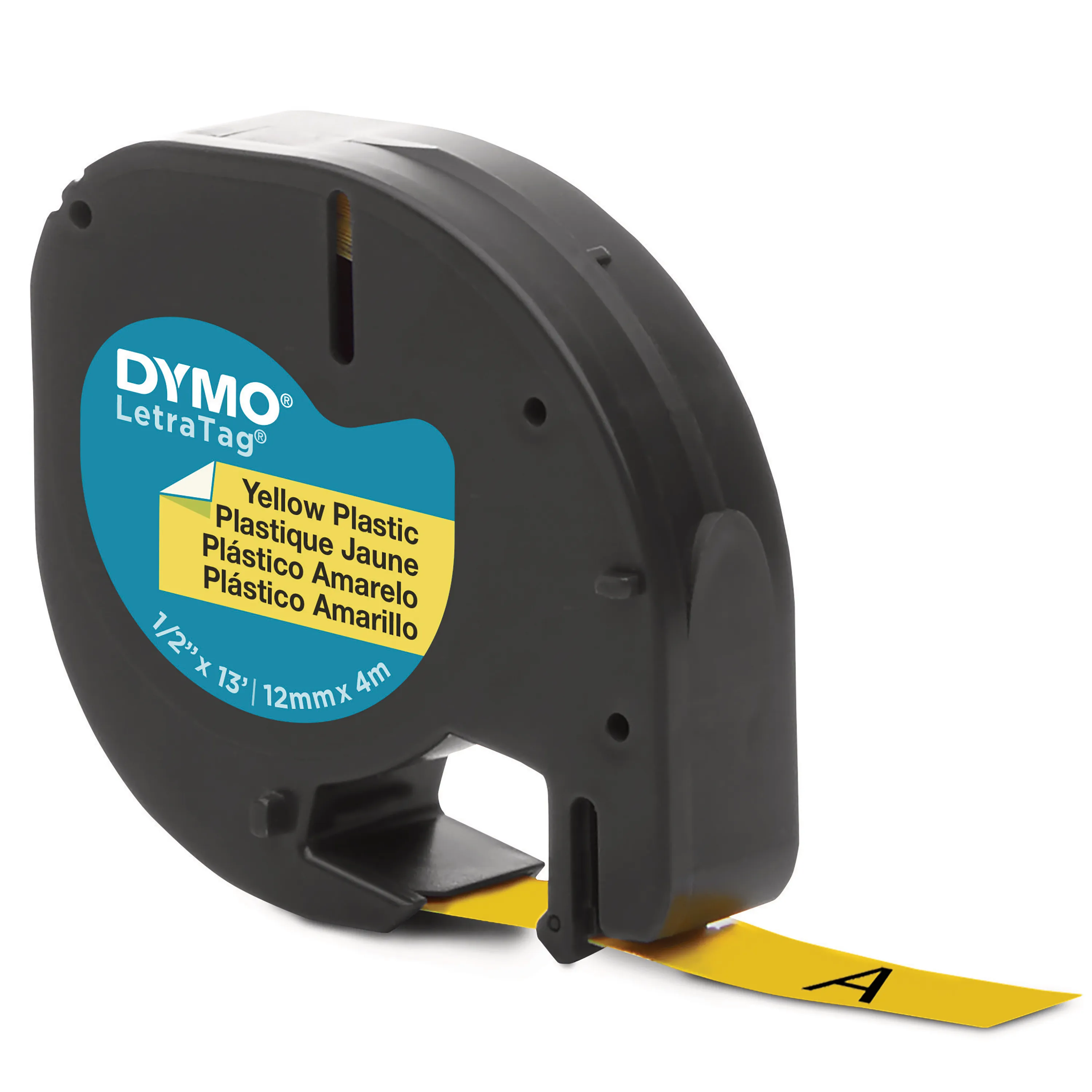 DYMO LetraTAG plasttejp, gul, 12mm, 4m (91222)
