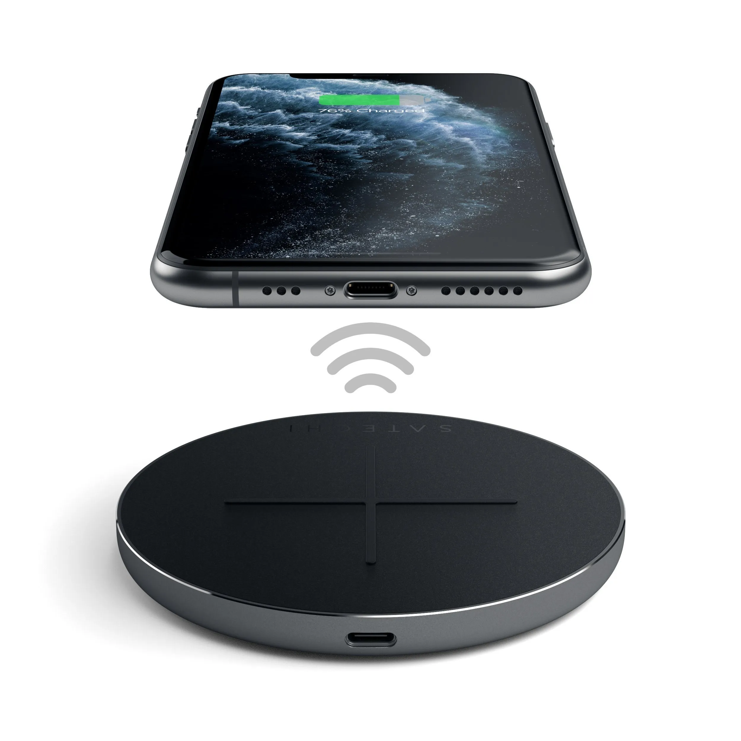 Satechi Aluminum Type-C Fast Wireless Charger V2, space grey