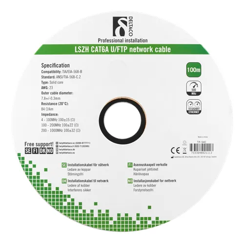 Deltaco Cat6a U/FTP - network installation cable, 100 m, White