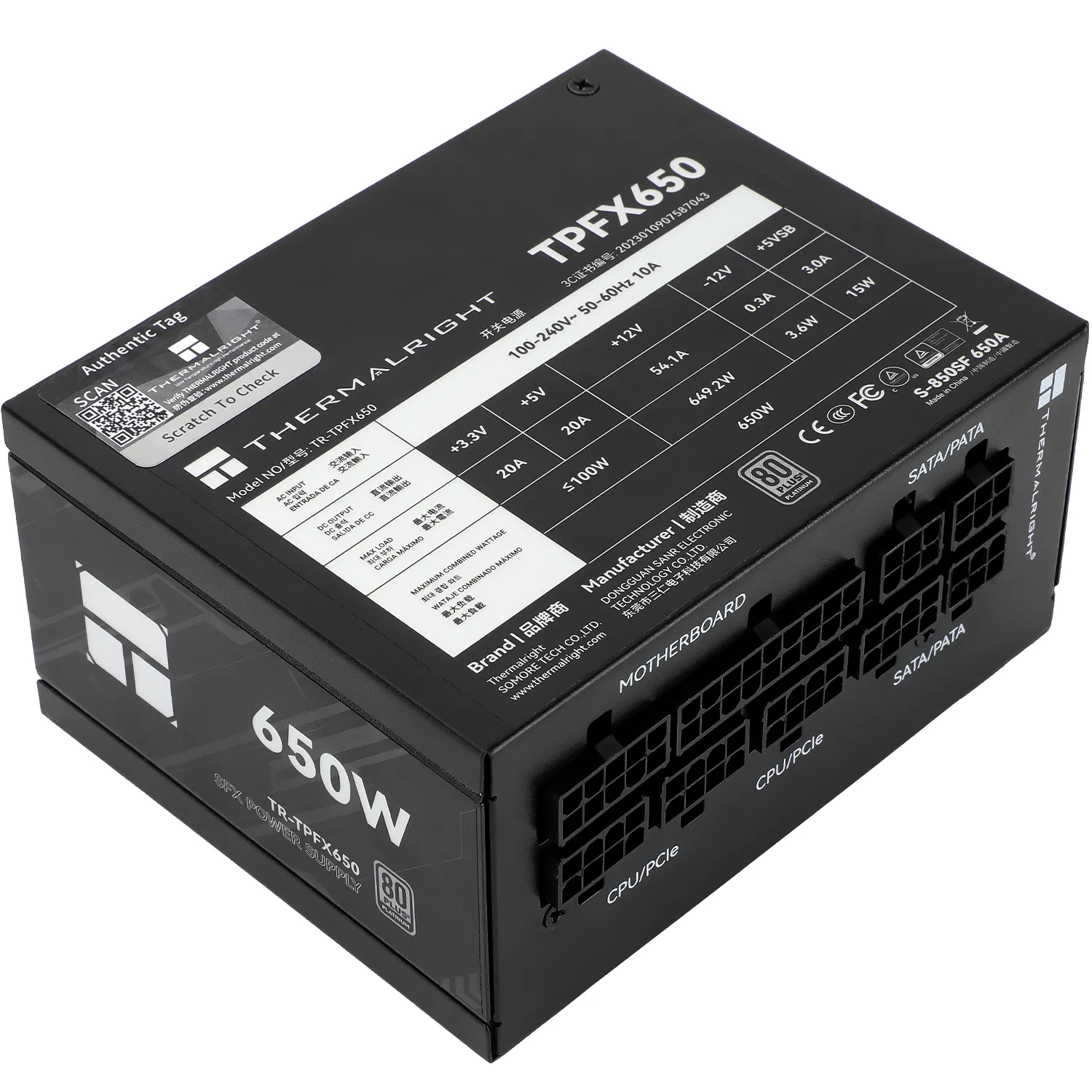 Thermalright TR-TPFX 650W -virtalähde, 80 Plus Platinum