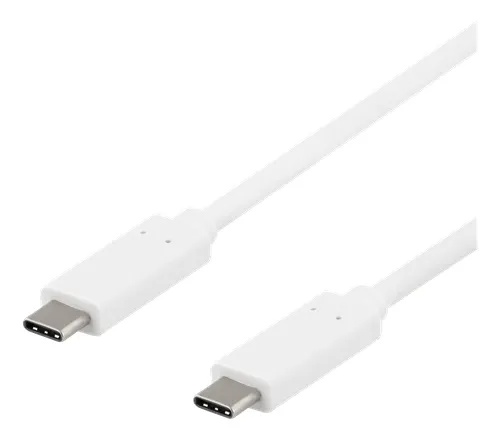 Deltaco USB-C &ndash; USB-C 3.2 Gen 2 -kaapeli, 0,5 m, Valkoinen