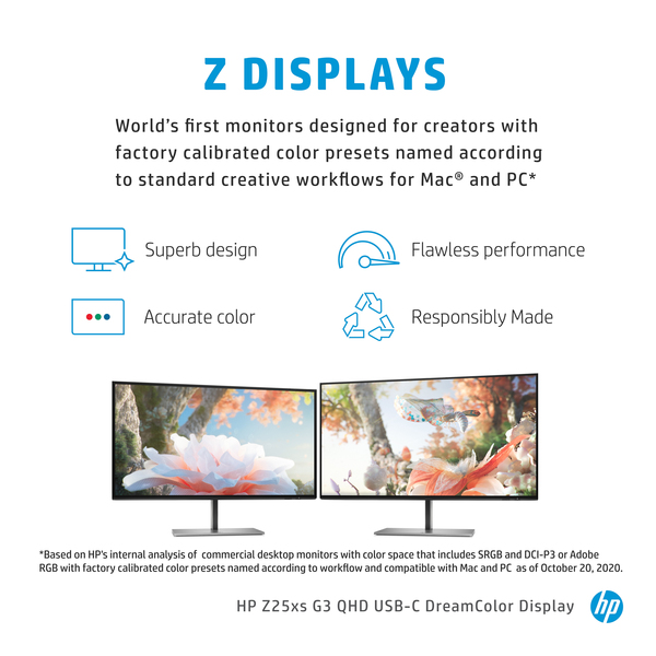 HP 25&quot; Z25xs G3, QHD, USB-C, IPS -n&auml;ytt&ouml;