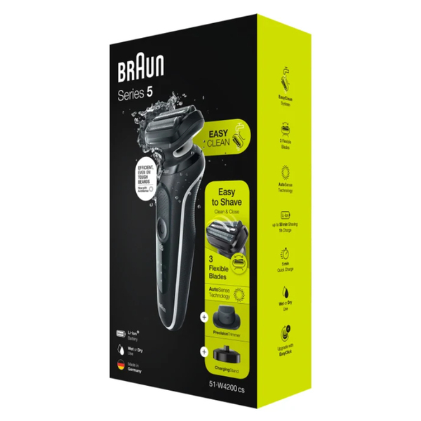Braun Series 5 51-W4200cs -parranajokone, musta/valkoinen