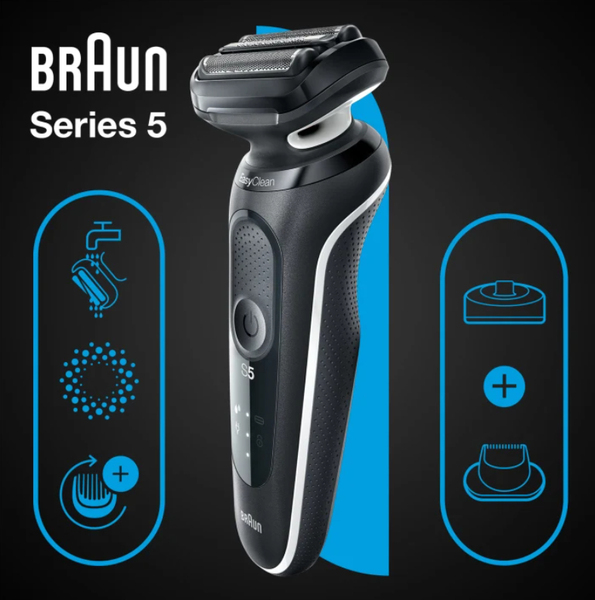 Braun Series 5 51-W4200cs -parranajokone, musta/valkoinen