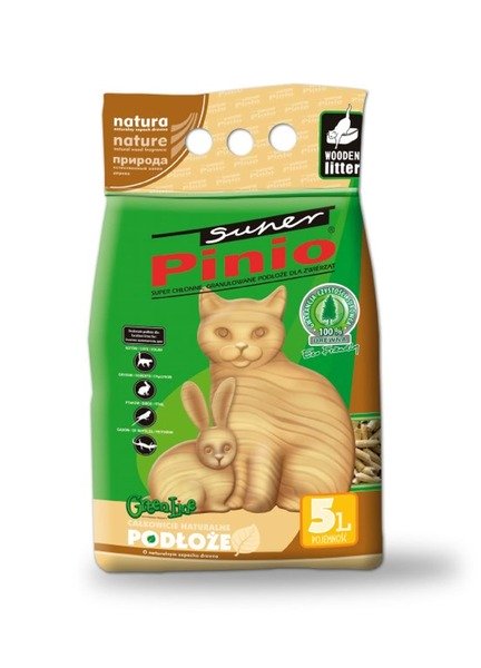 Super Benek Super Pinio Natural puu -paakkuuntumaton kissanhiekka, biohajoava, huuhdeltava, 5 l