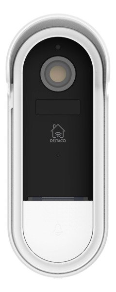 DELTACO SMART HOME kamerallinen WiFi-ovikello, IP65, s&auml;&auml;nkest&auml;v&auml;, valkoinen/hopea