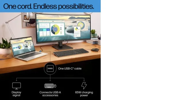 HP P34hc G4 34" WQHD, VA Curved Monitor with USB-C hub