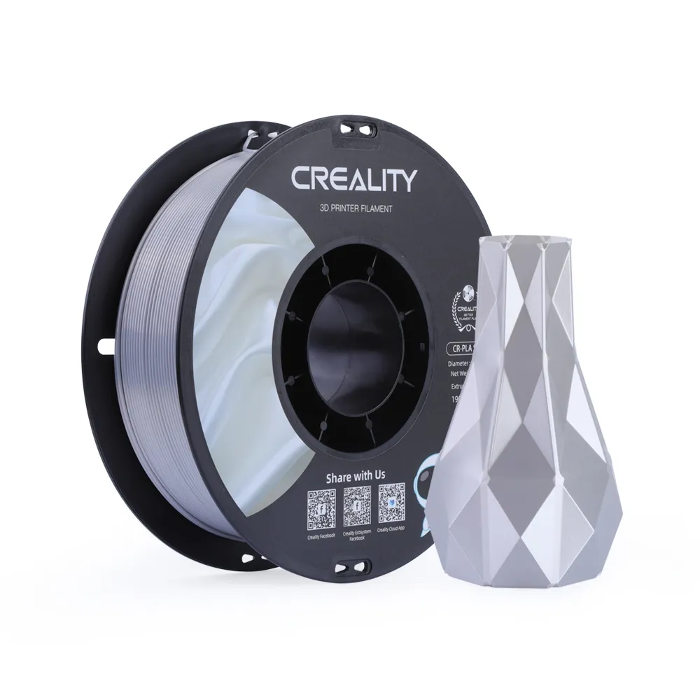 Creality CR-Silk PLA, silke, 1.75 mm, 1 kg 3D-skrivarfilament, silver