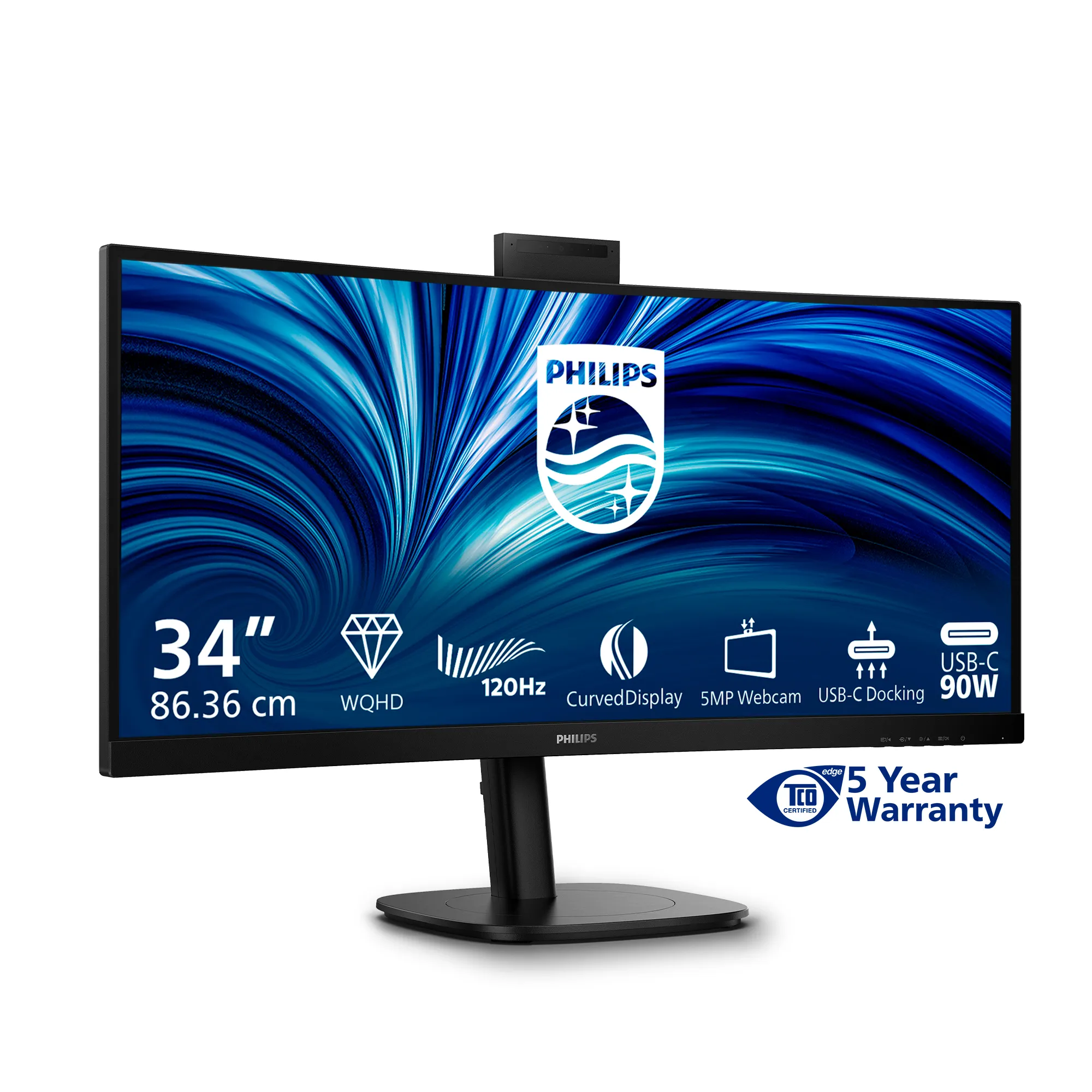Philips 3000 series 34B2U3600CH/00 34&quot; UWQHD, USB-C, VA -kaareva n&auml;ytt&ouml;