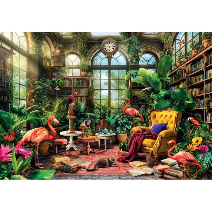 Clementoni Puzzle 1000 Pezzi High Quality Collection - Green House Library, 70x50 Cm, Poster Incluso, Made In Italy, 39936