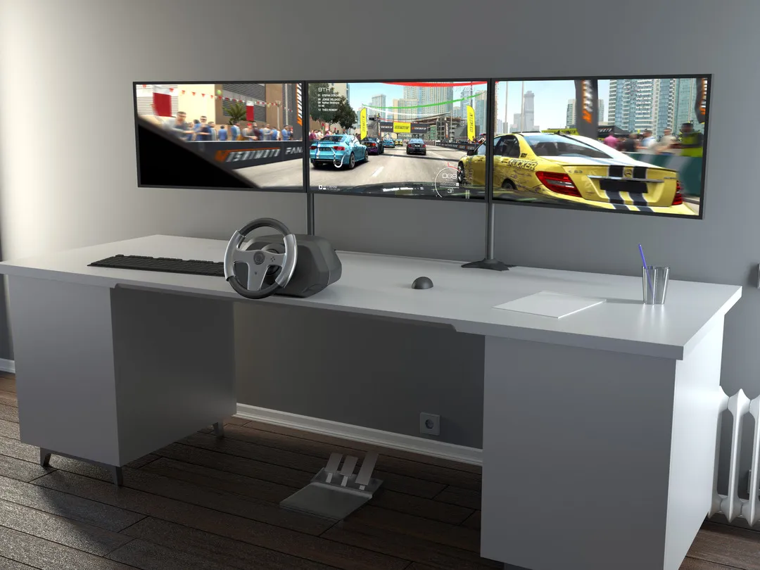 Multibrackets M Desktopmount Triple Stand - skrivbordsf&auml;ste, svart, 24-32&quot;, 8kg