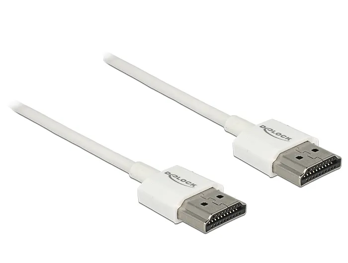 De-Lock  HDMI – HDMI 2.0 - kabel, 2 m, Vit