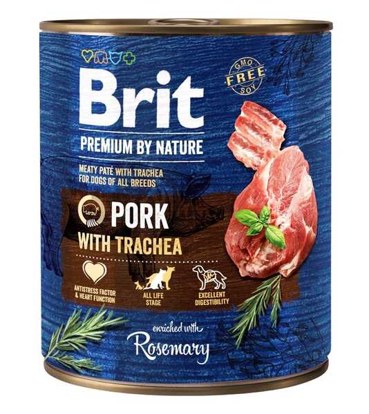 Brit Premium by Nature Pork with Trachea, Koiran m&auml;rk&auml;ruoka, Adult, 800 g