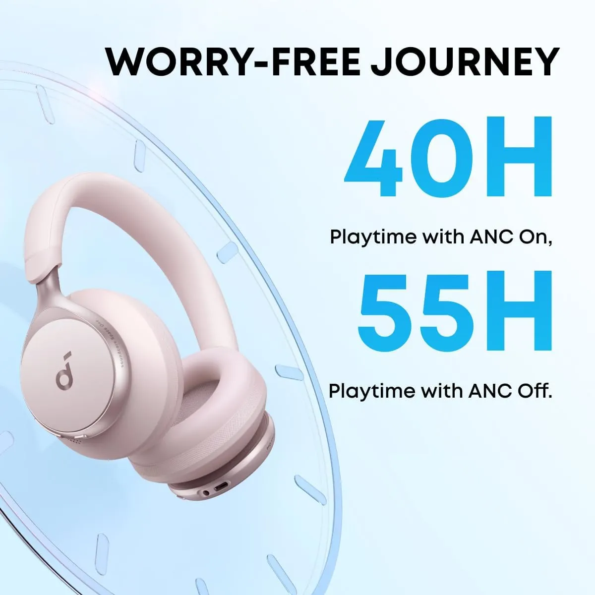 Anker Soundcore Space One -langattomat kuulokkeet, vaaleanpunainen