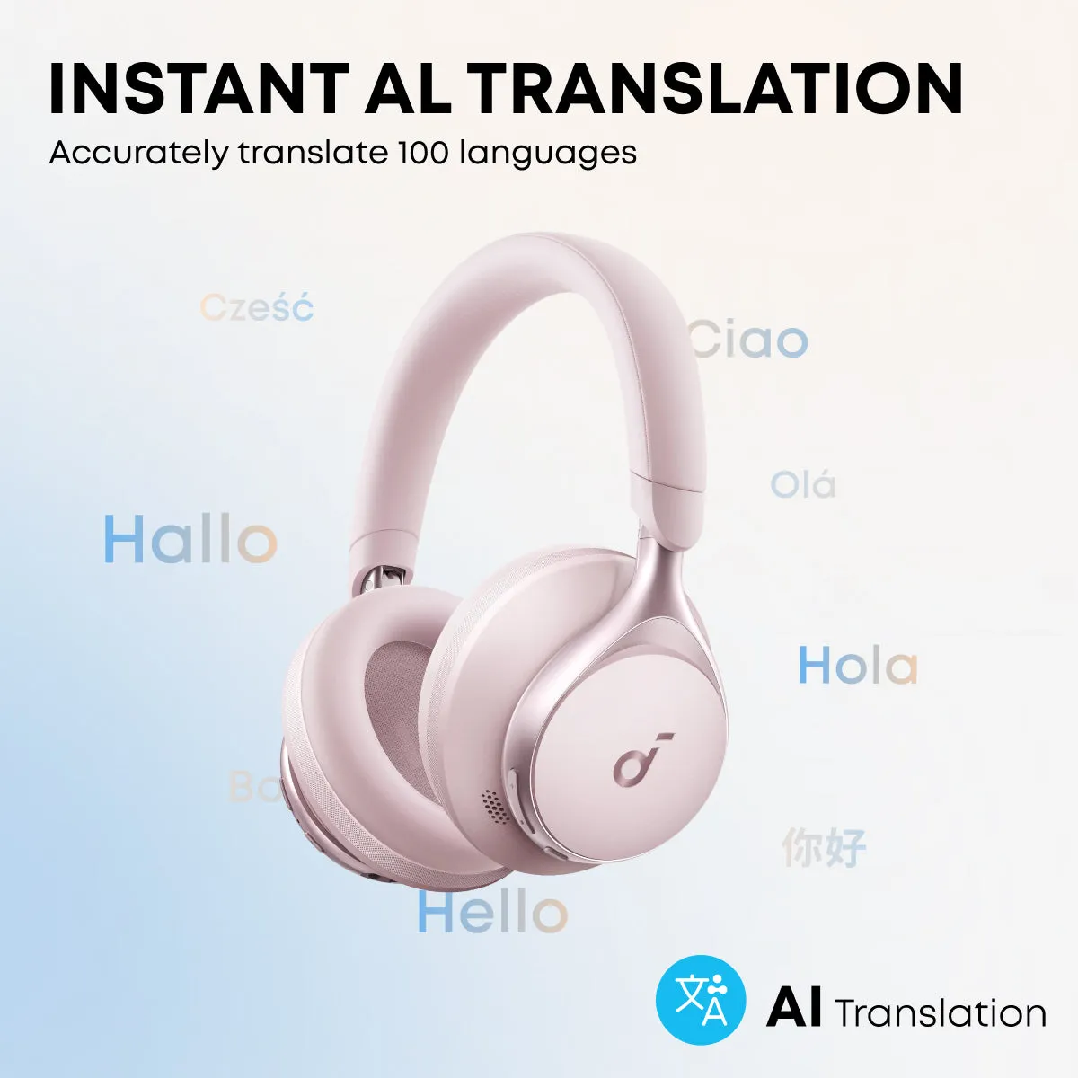 Anker Soundcore Space One -langattomat kuulokkeet, vaaleanpunainen